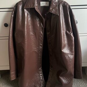 Aritzia babaton shirt jacket faux patent leather. XS. Never worn.